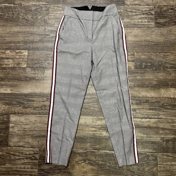 Express Plaid Pants Grunge Punk Goth Side Stripe Size Black White Red 6 Ankle - Picture 1 of 5